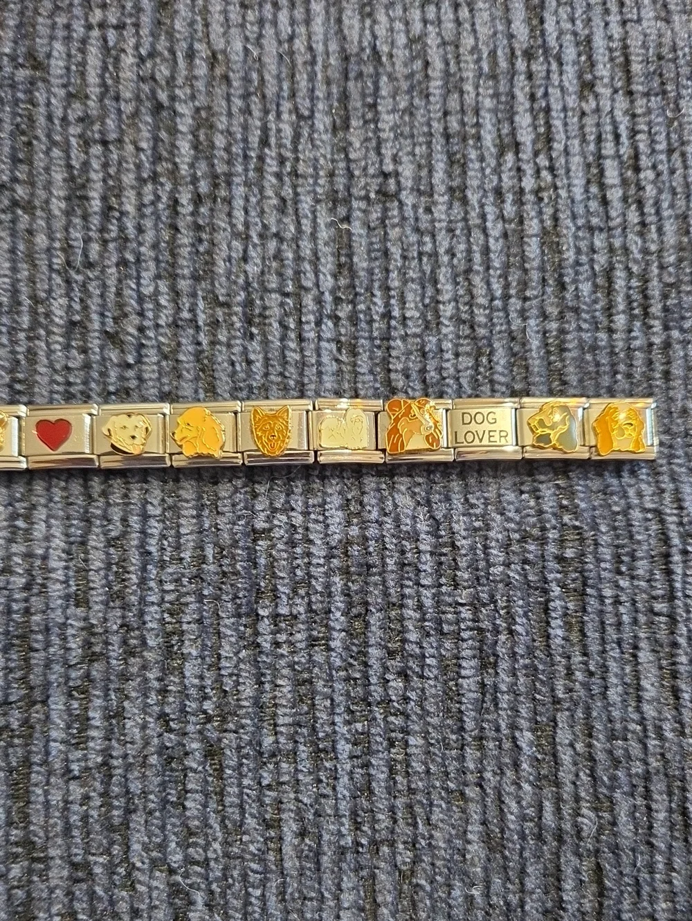 Italian Charm Bracelet with Animal Accents and Red Heart- Dog Theme NEW